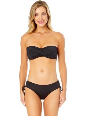 Anne Cole Black Twist-Front Bandeau Bikini Set